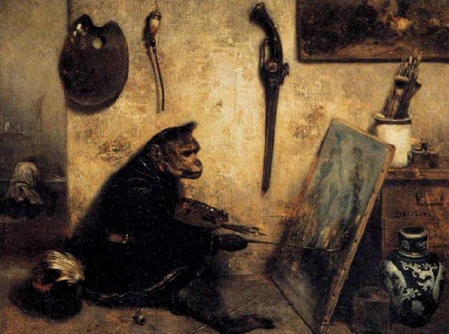 Alexandre Gabriel Decamps The Monkey Painter Germany oil painting art
